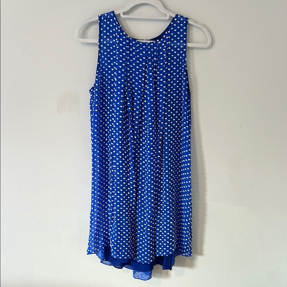 Blue Polka Dot Sleeveless Dress